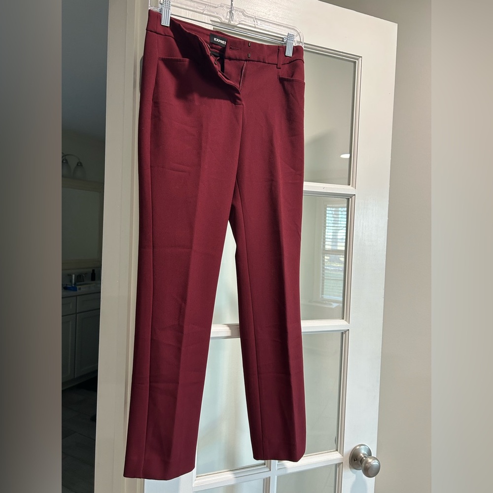 Express Women's Wine Supersoft Twill Slim High Rise Pants 00S